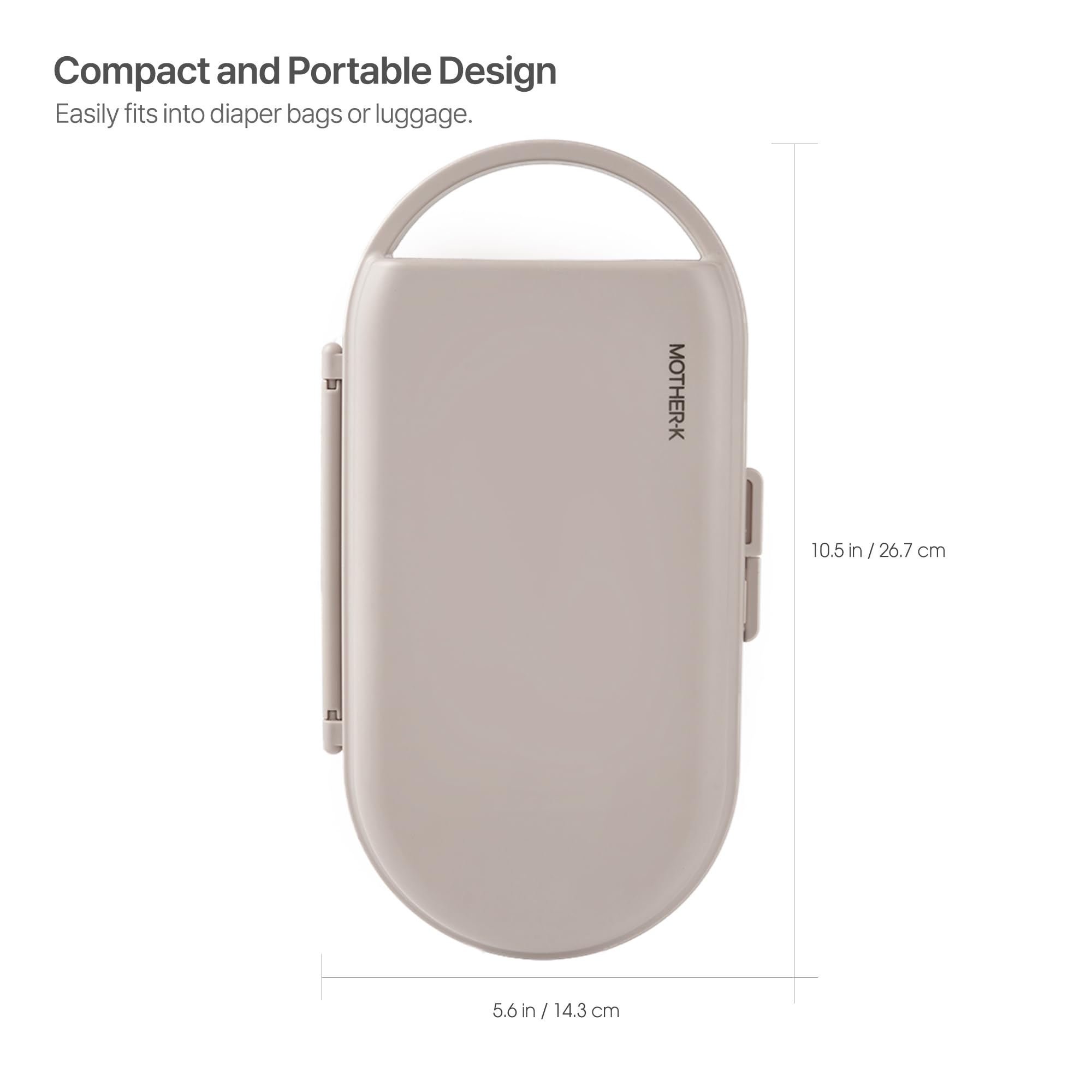 MOTHER-K travel bottle drying rack foldable compartments for convenient setup and compact storage.