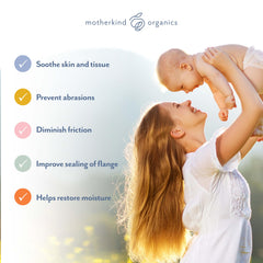 Pumping flange lubrication with Motherkind Organics Pumping Spray for friction-free pumping.