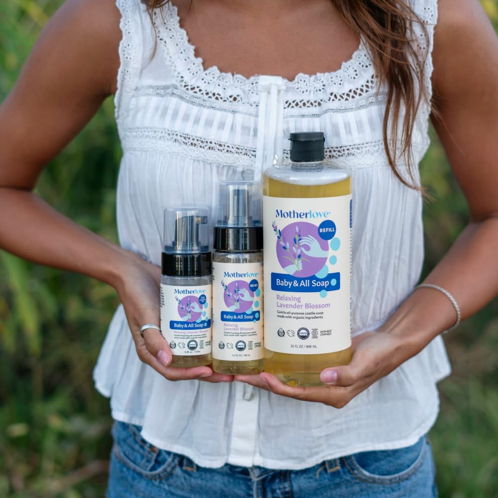 Motherlove Baby & All Soap organic ingredients label highlights plant-based formula