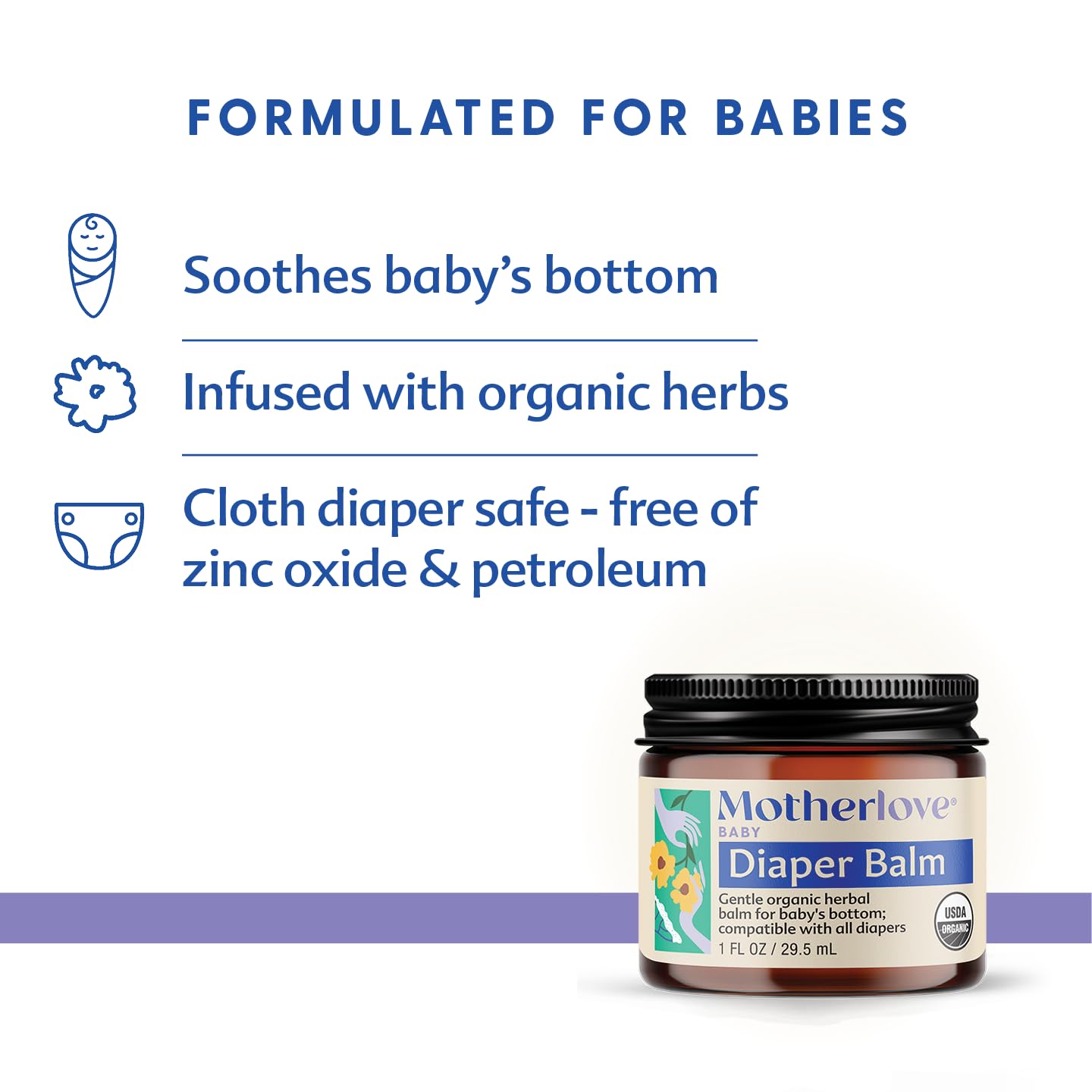 Applying Motherlove Diaper Balm to baby's bottom for soothing care