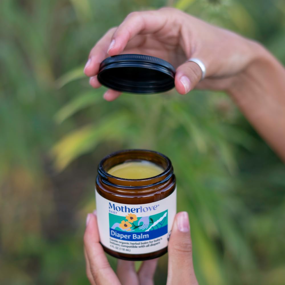 Motherlove Diaper Balm beside baby changing table scene for convenient care