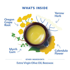 Close-up of organic olive oil, calendula and botanicals in Motherlove Diaper Balm