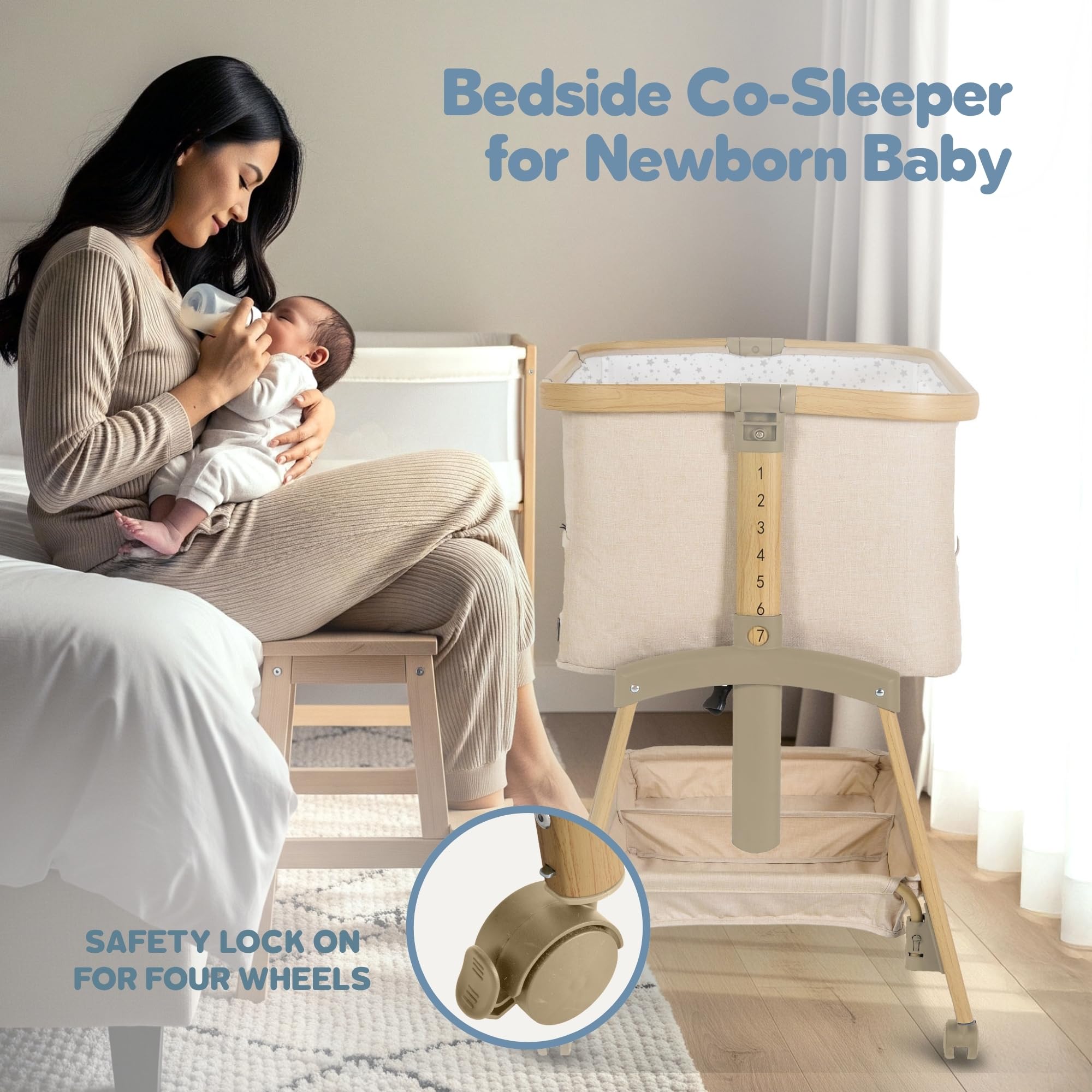 Motherly Haven bassinet storage drawers keep essentials within reach.