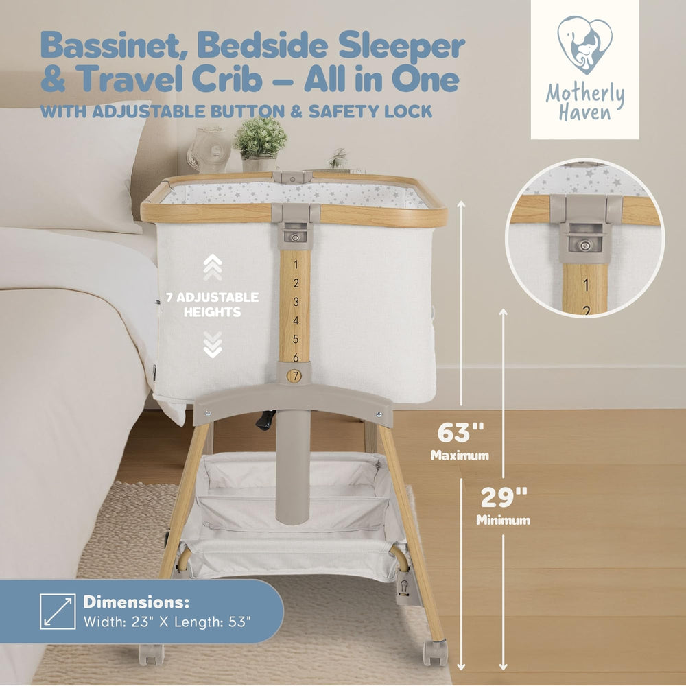 Motherly Haven bassinet tilt mode for comfortable positioning