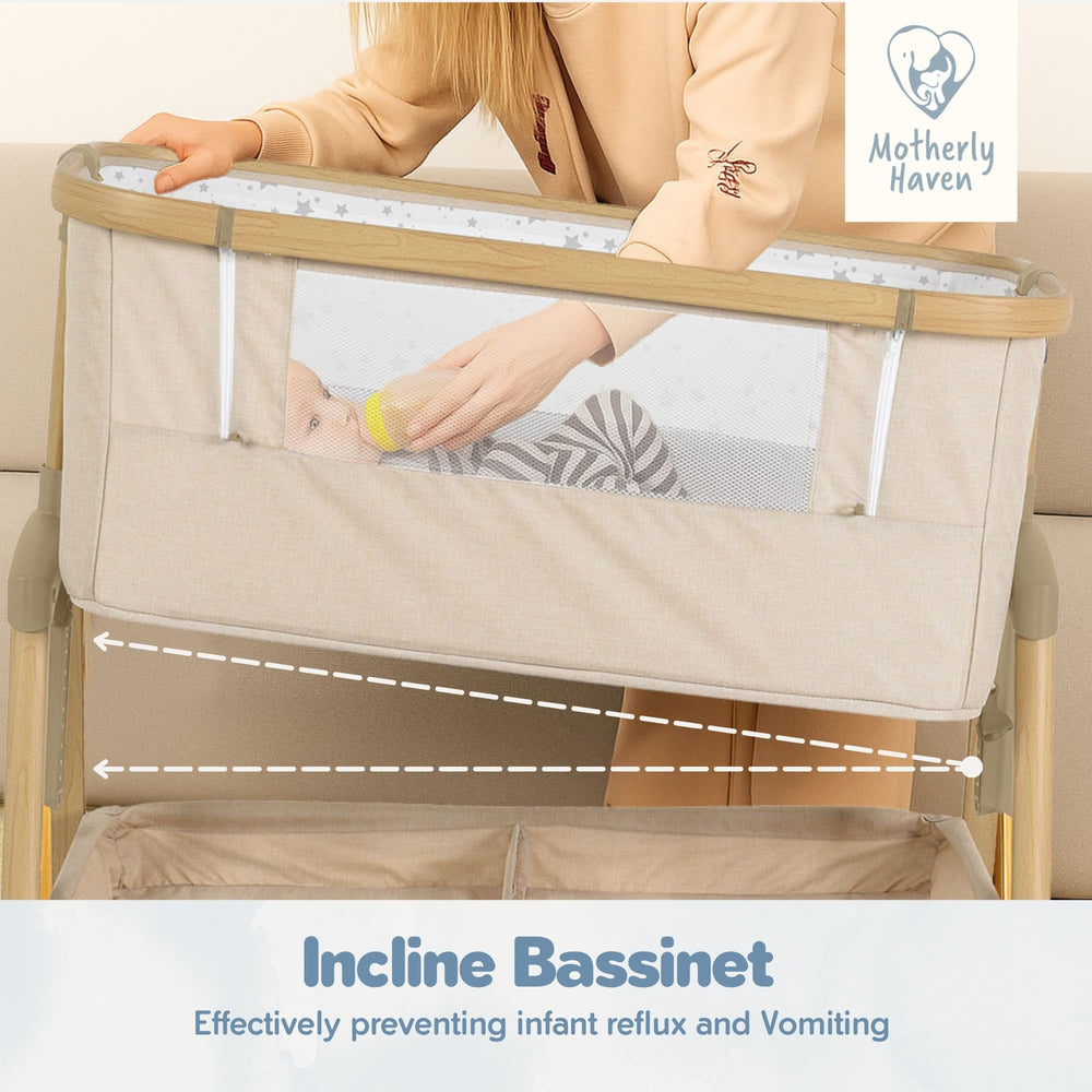 Motherly Haven bassinet wheels enable smooth room-to-room mobility.
