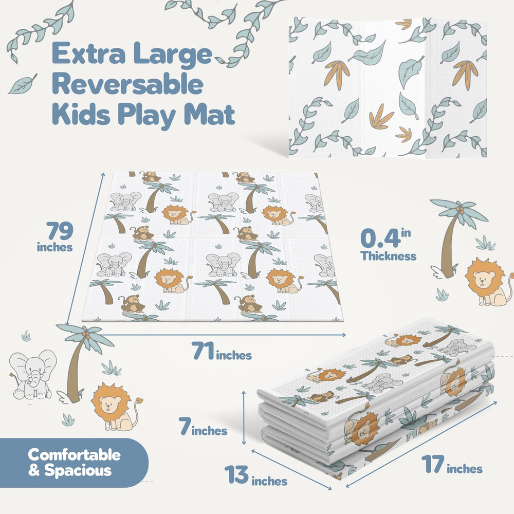 Motherly Haven Safari Play Mat unfolded to reveal a spacious tummy-time area.
