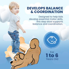 Motherly Haven stool anti-slip surface keeps little feet secure during handwashing and potty time.