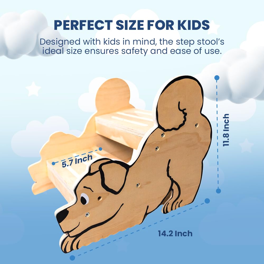 Motherly Haven stool wide base provides stability for confident climbs and safe bathroom use.