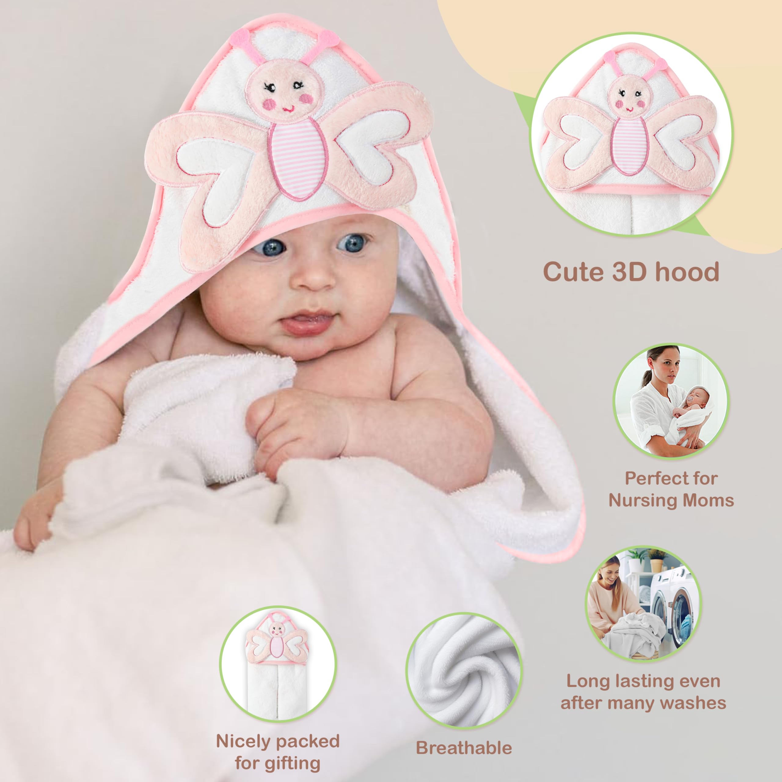 Mother's Choice butterfly hood towel makes bath time a gift-worthy moment.