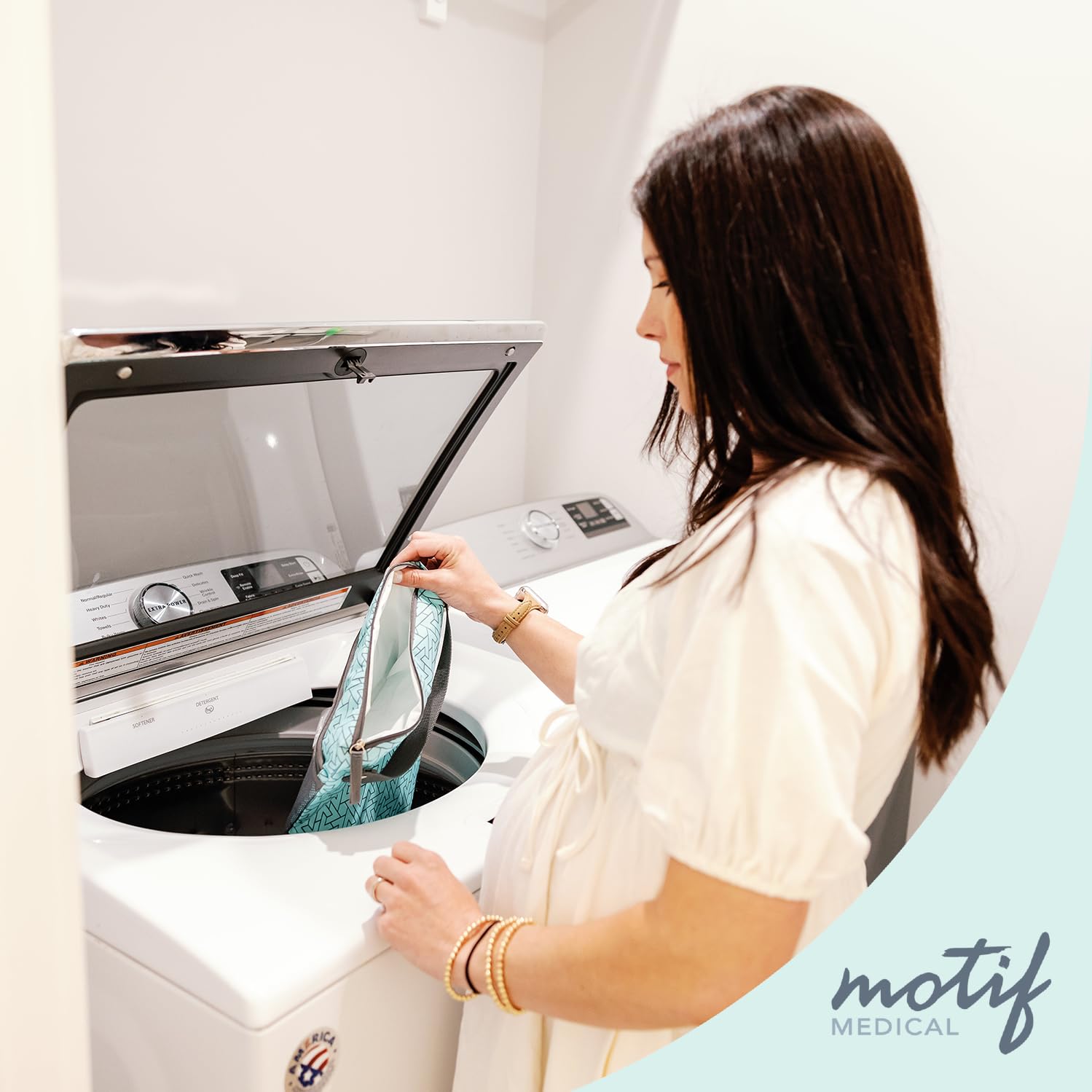 Motif Medical aqua-pattern wet dry bag blends style with a practical travel-ready design.