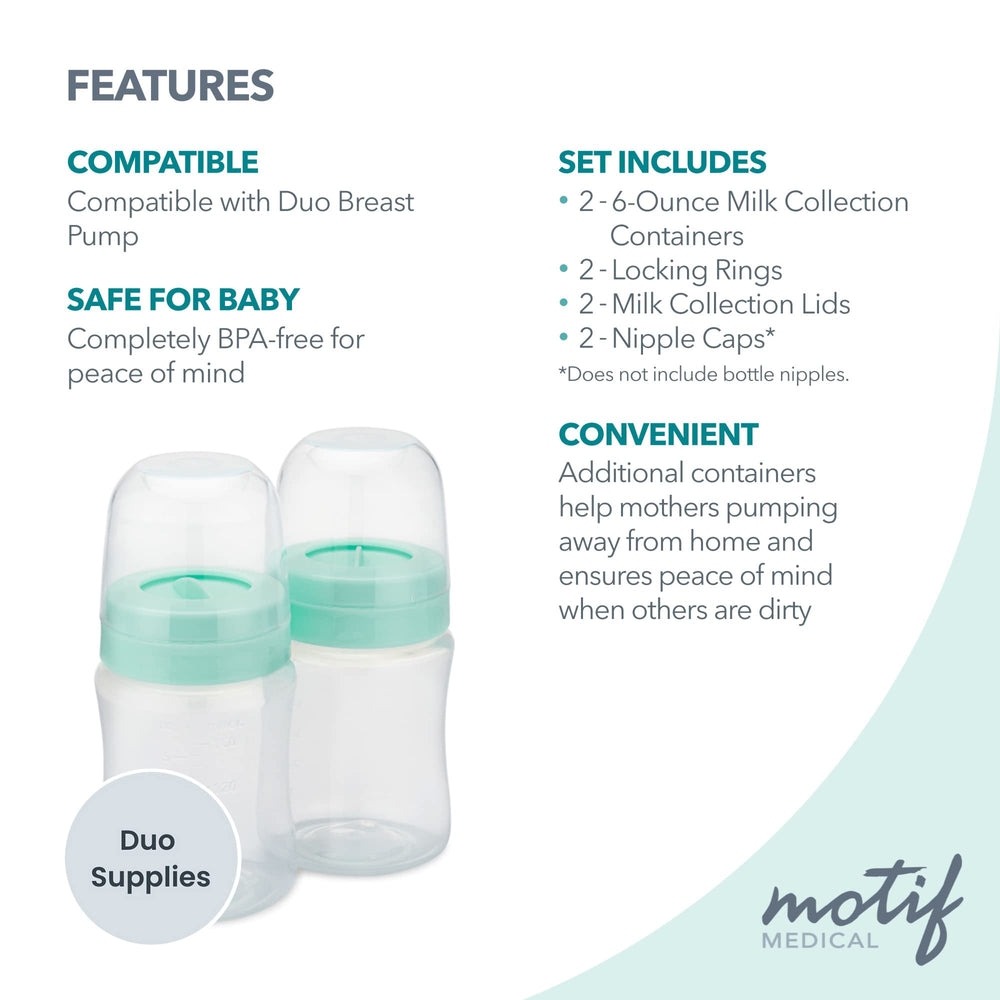 Motif Medical bottle with nipple caps for clean feeding setup