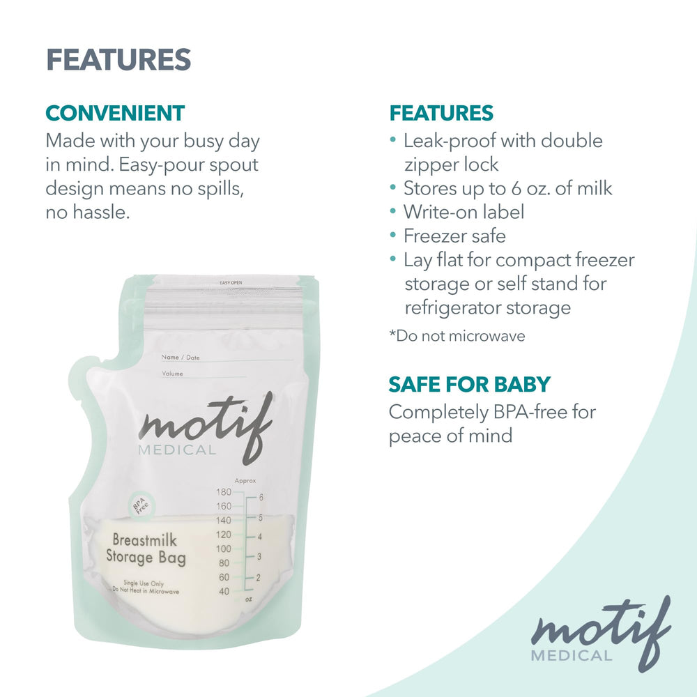 Motif Medical bags lie flat in freezer to save space.