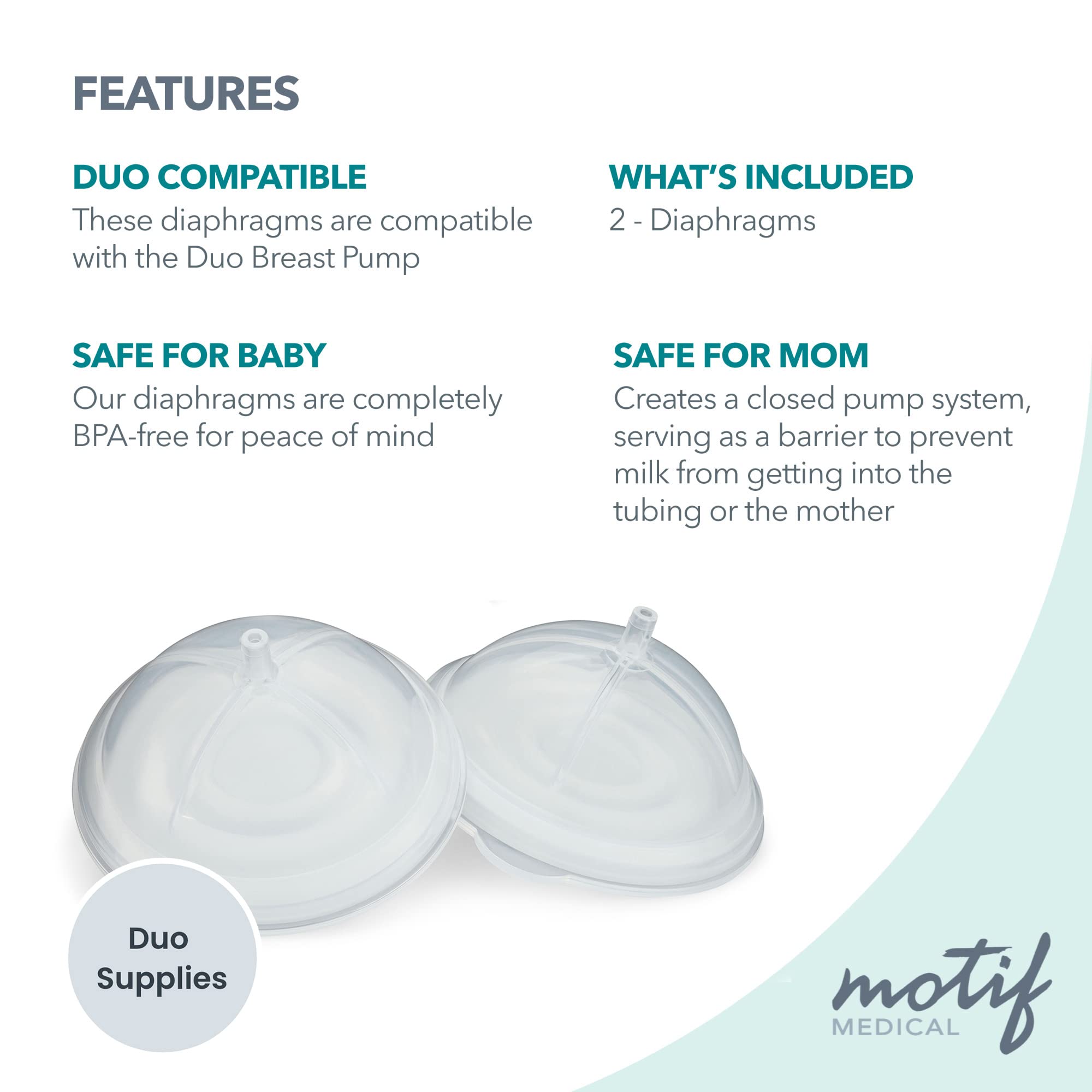 Motif Medical diaphragm replacement parts fit Motif Duo Pump, easy replacement for reliable performance.