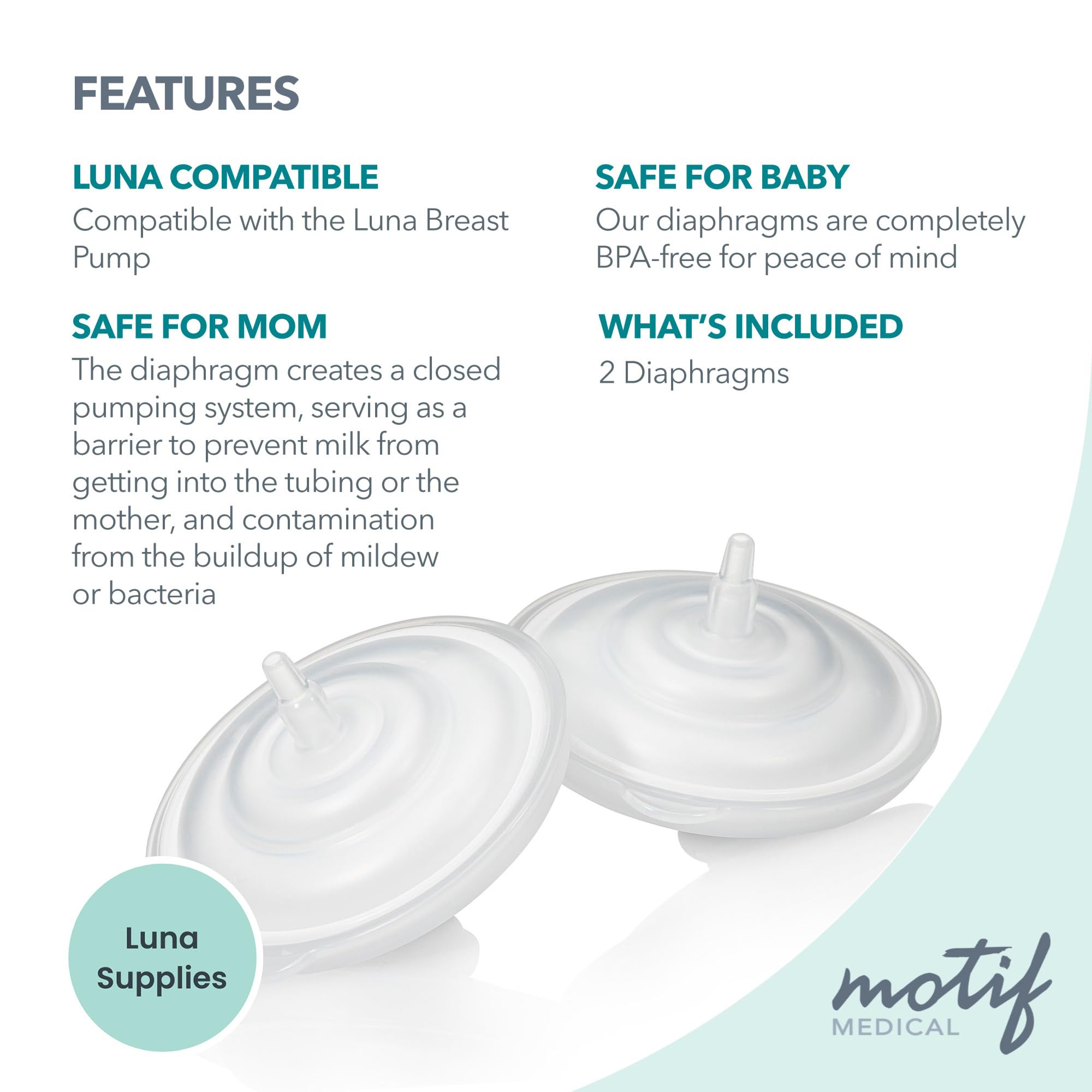 Motif Medical diaphragms longevity-protect prolongs Luna pump life with regular replacement.