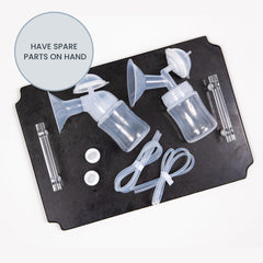 Motif Medical Duo 24mm breast shields ready for comfortable pumping sessions.