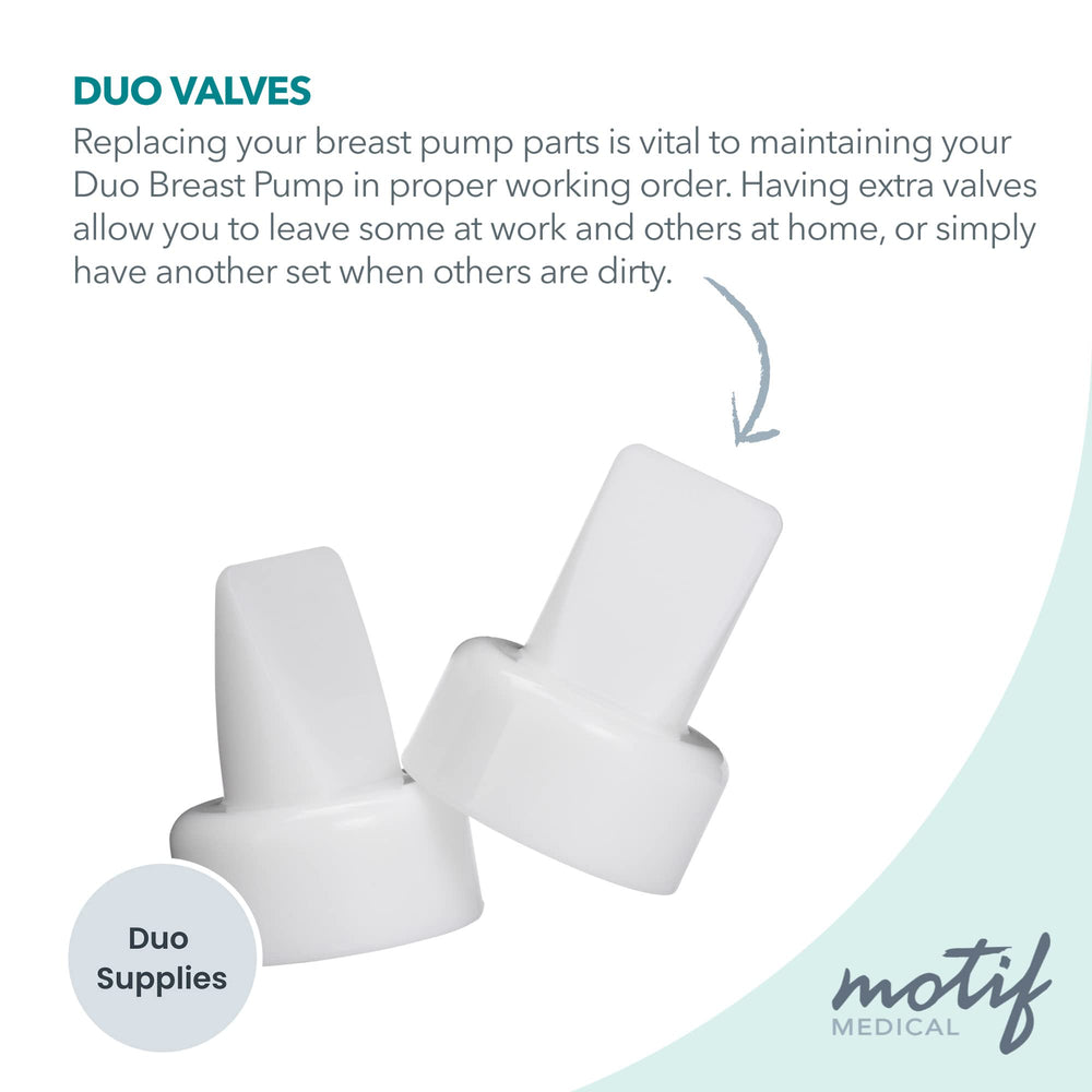 Motif Medical Duo valve side view shows compact, travel-ready replacement part.