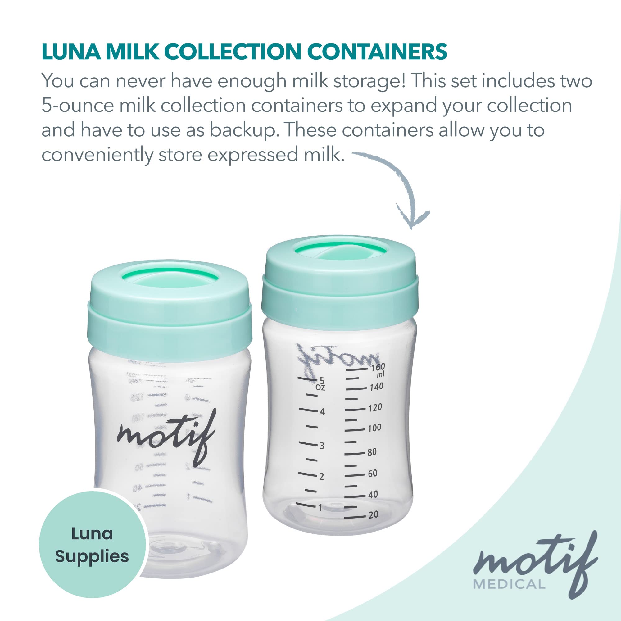 Motif Medical lid and nipple cap close-up with spill-prevention design.
