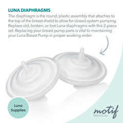Motif Medical Luna breast pump closed-system diaphragm helps minimize contamination risk.