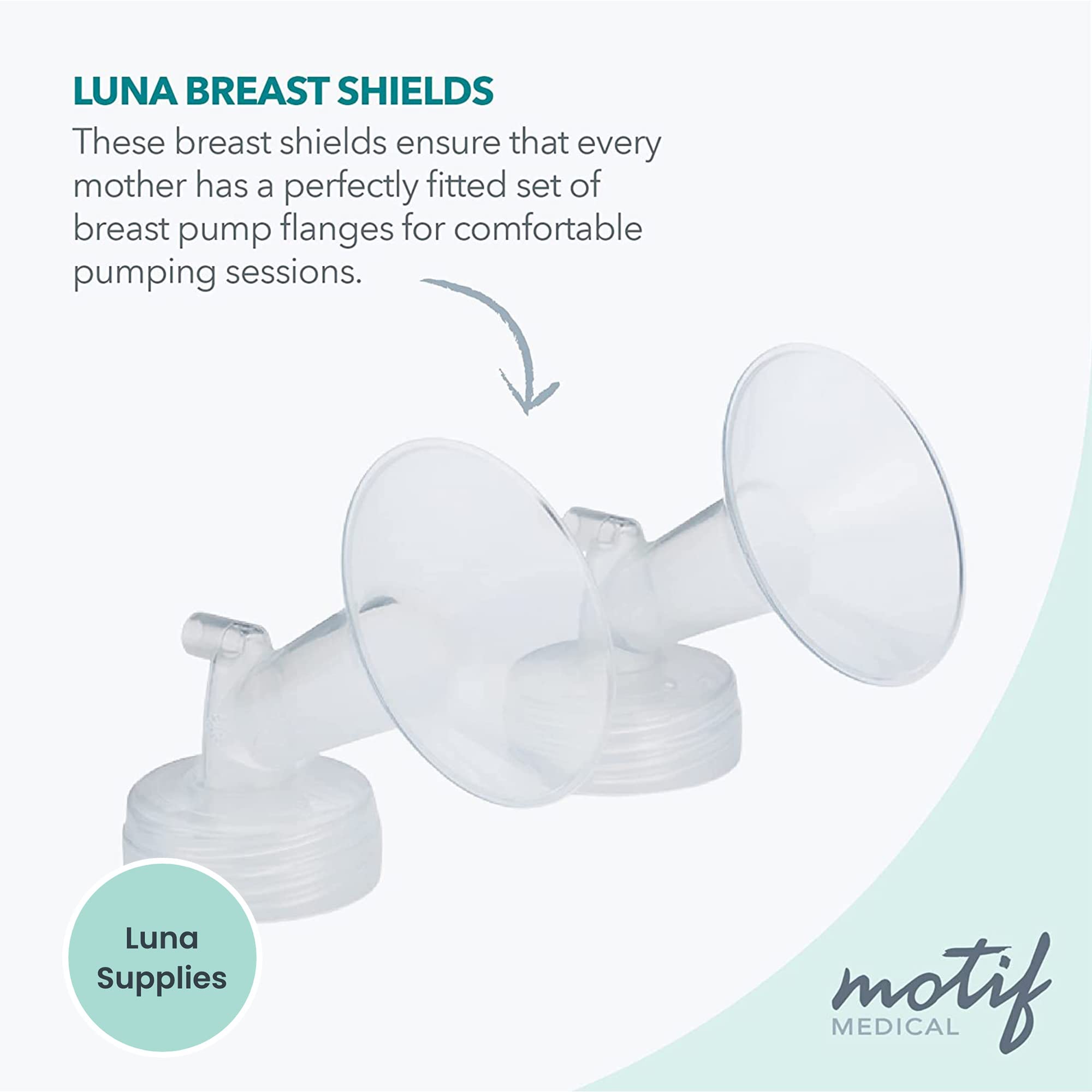 Motif Medical Luna flange 28mm close-up for versatile fit and steady milk flow