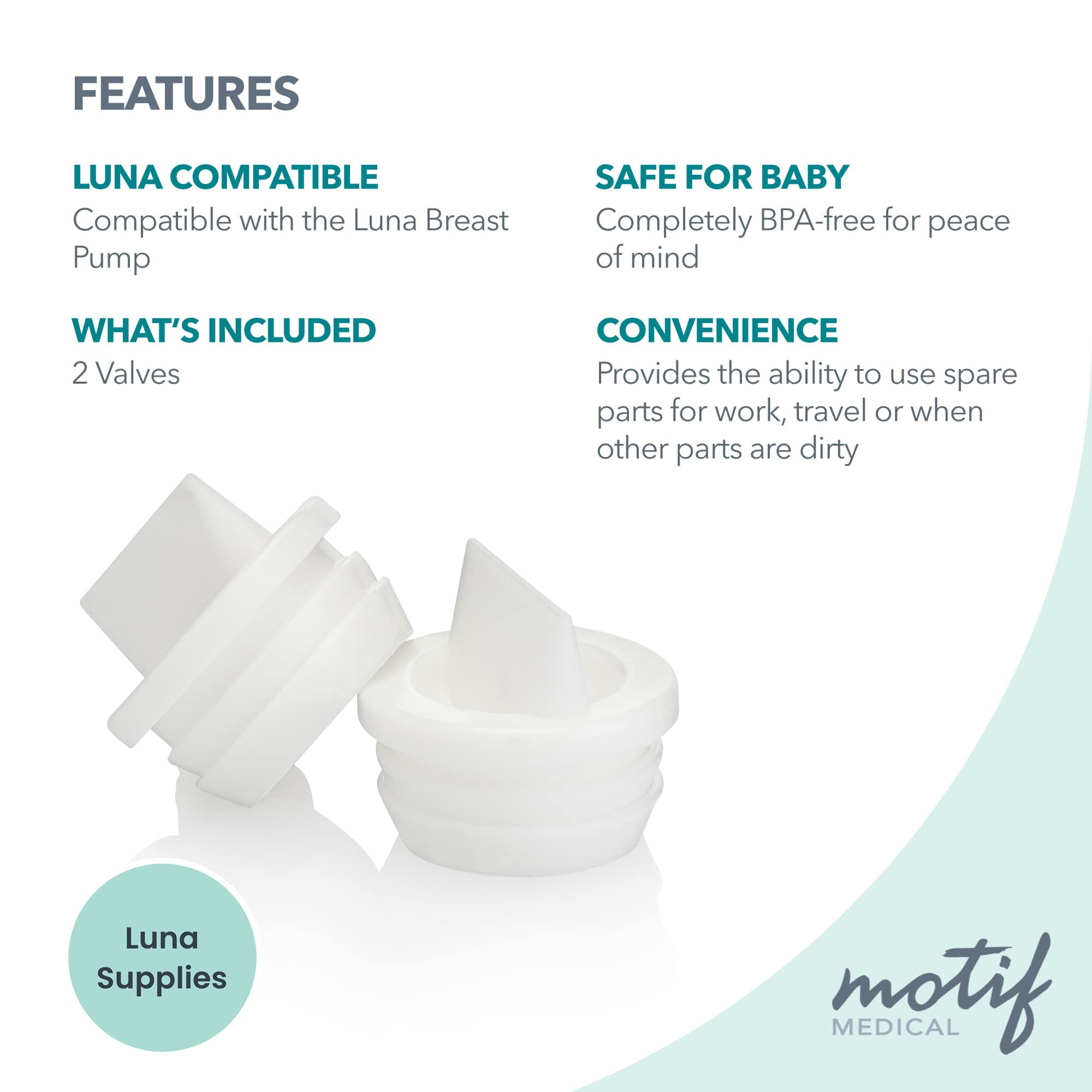 Motif Medical Luna valve with bottom-fit design ensures reliable compatibility for pumping.