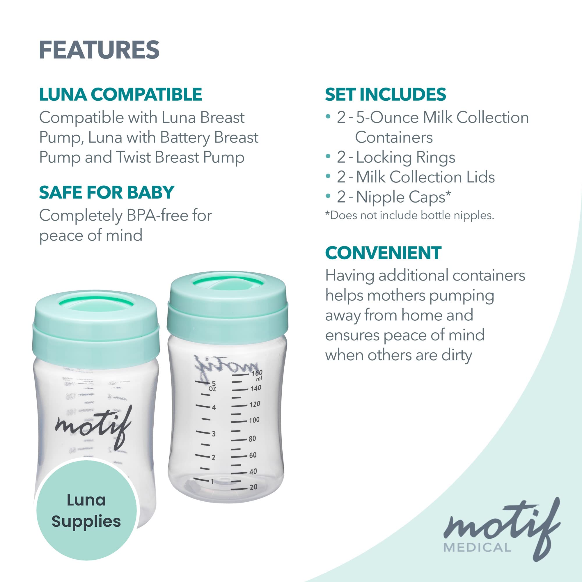 Motif Medical measurement-scale bottle highlighting easy portion tracking.