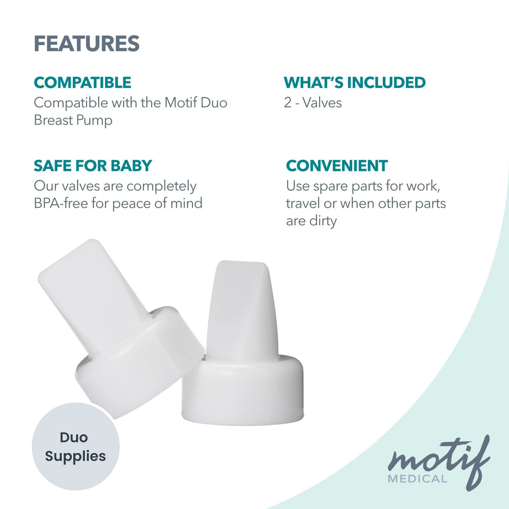Motif Medical valve pack packaging with two duckbill valves for quick backups.