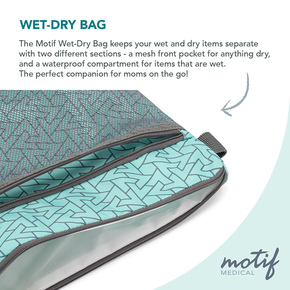 Motif Medical wet dry bag aqua waterproof pocket isolates damp items during travel and outings.