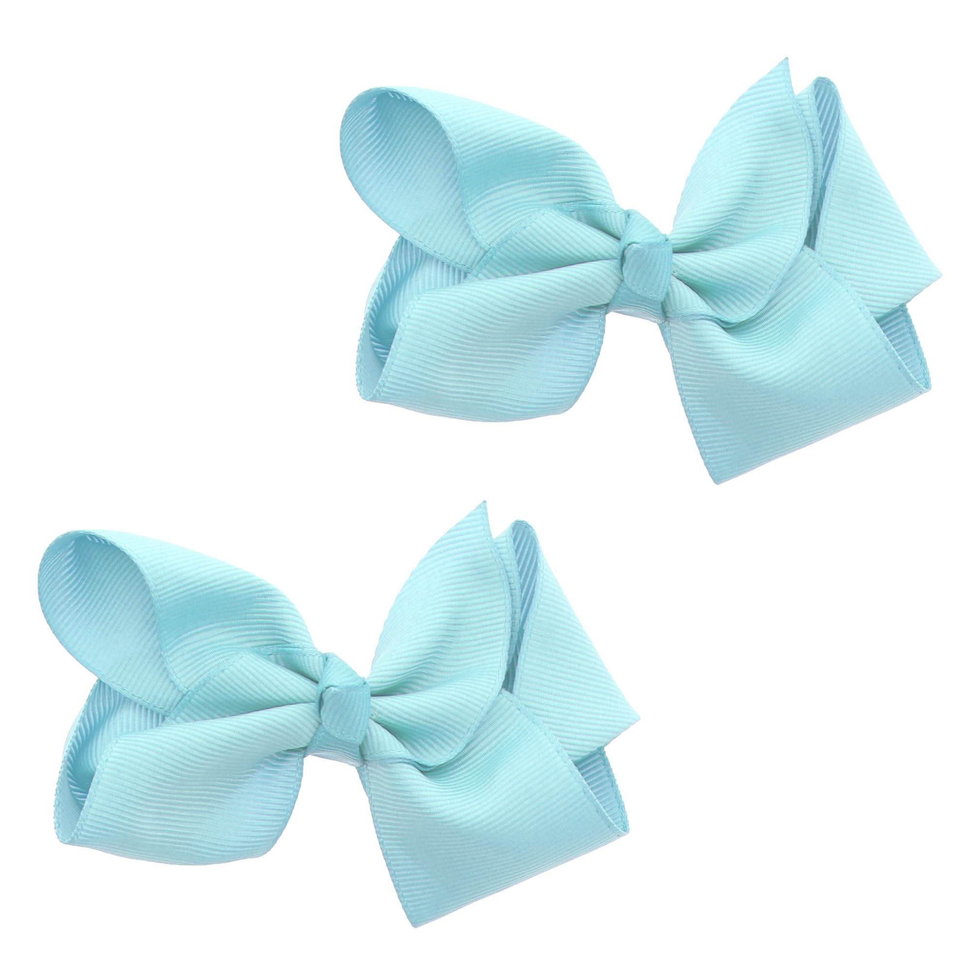 Motique Accessories 3-inch pale blue grosgrain bow clip close-up for cute everyday outfits