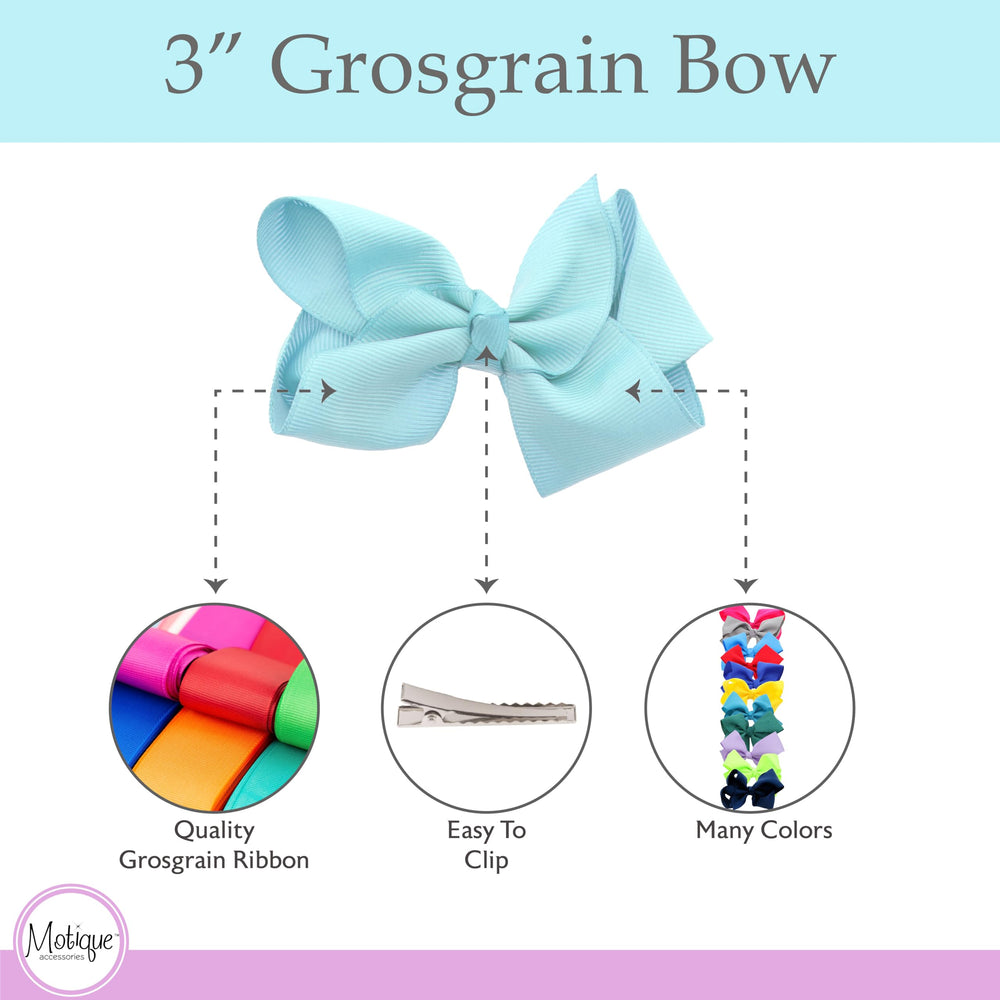 Motique 3-inch grosgrain bow detail on clip highlighting cheerful hairstyle