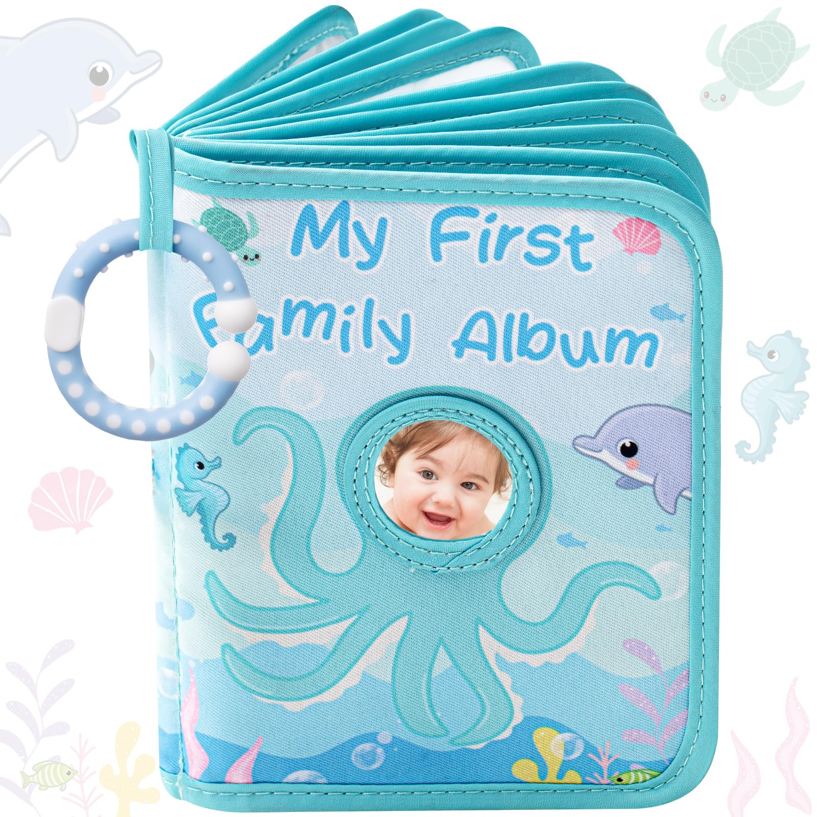 Motiskyy My First Photo Album cover safety mirror invites baby reflection and engagement
