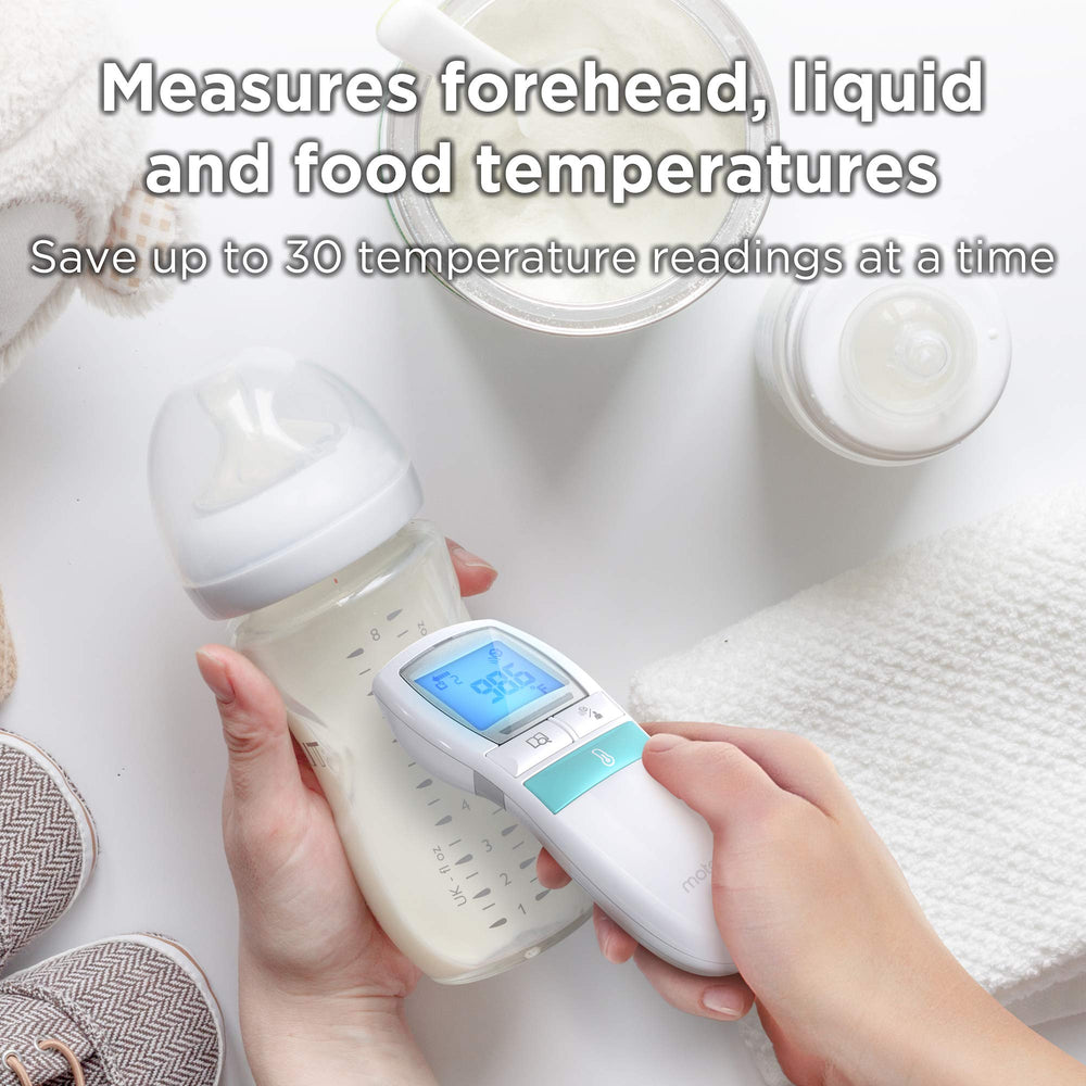 Motorola Care 3-in-1 no-touch thermometer LED indicator shows normal or high temperature at a glance.