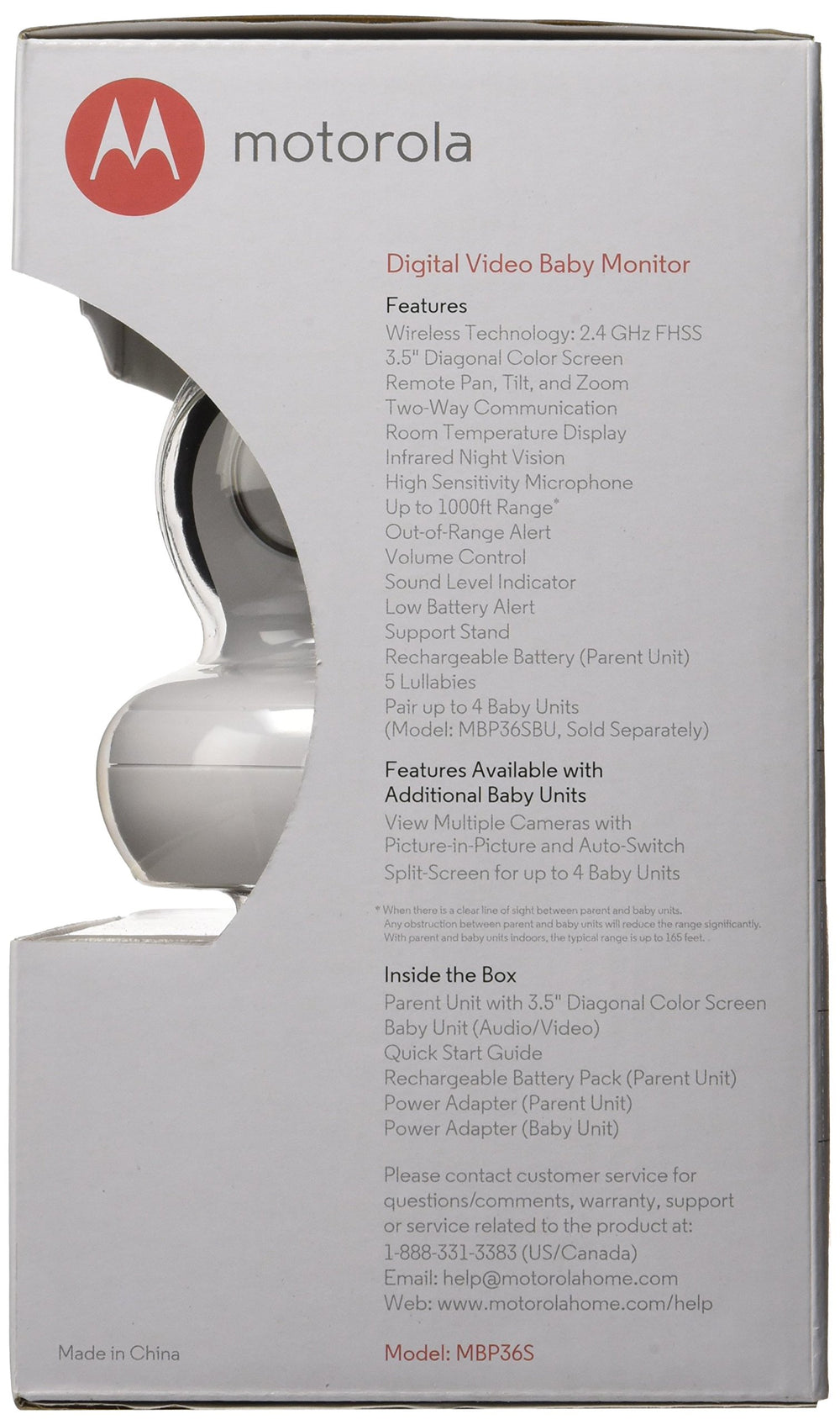 Motorola MBP36S remote camera angle adjustment during playtime