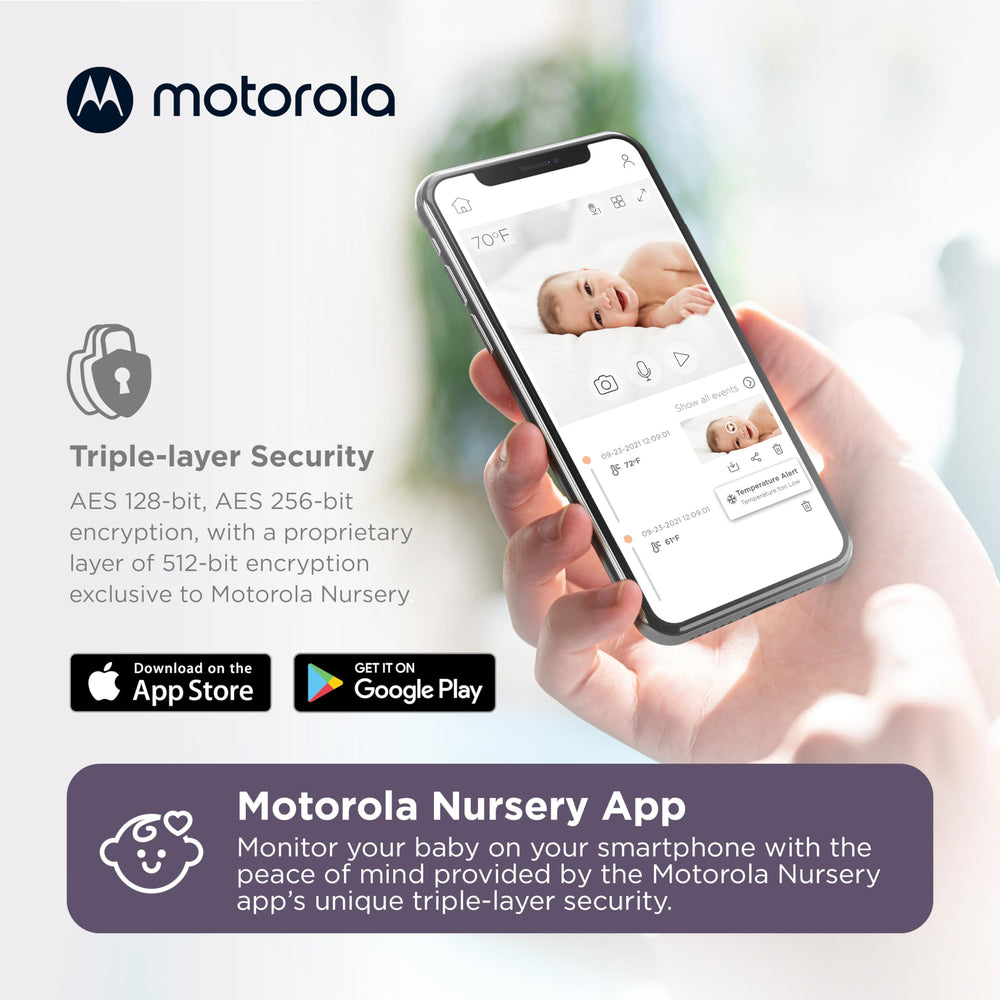 Motorola Nursery 2-way audio lets you speak softly from another room.