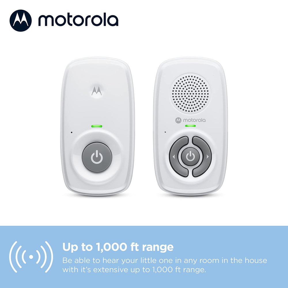 Motorola Nursery AM21 long-range setup demonstrates up to 1000 ft range.