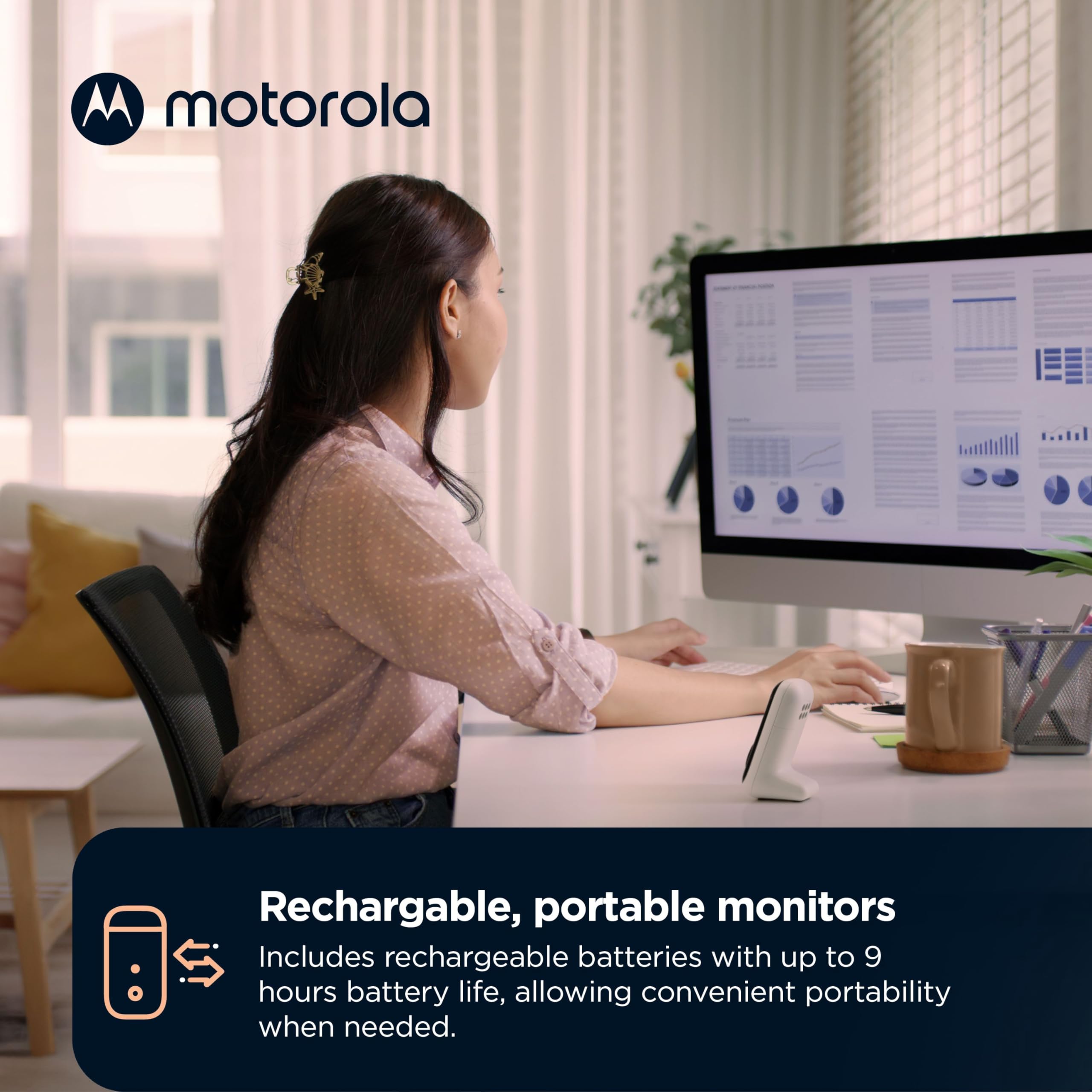 Motorola Nursery night light provides a soft glow during late night checks.