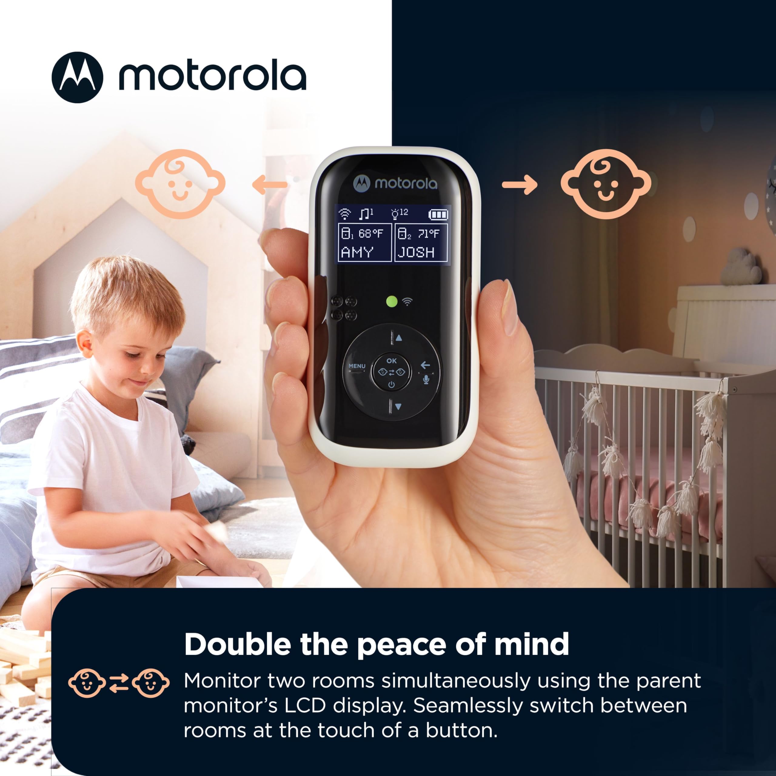 Motorola Nursery no WiFi audio monitor operates offline without internet.