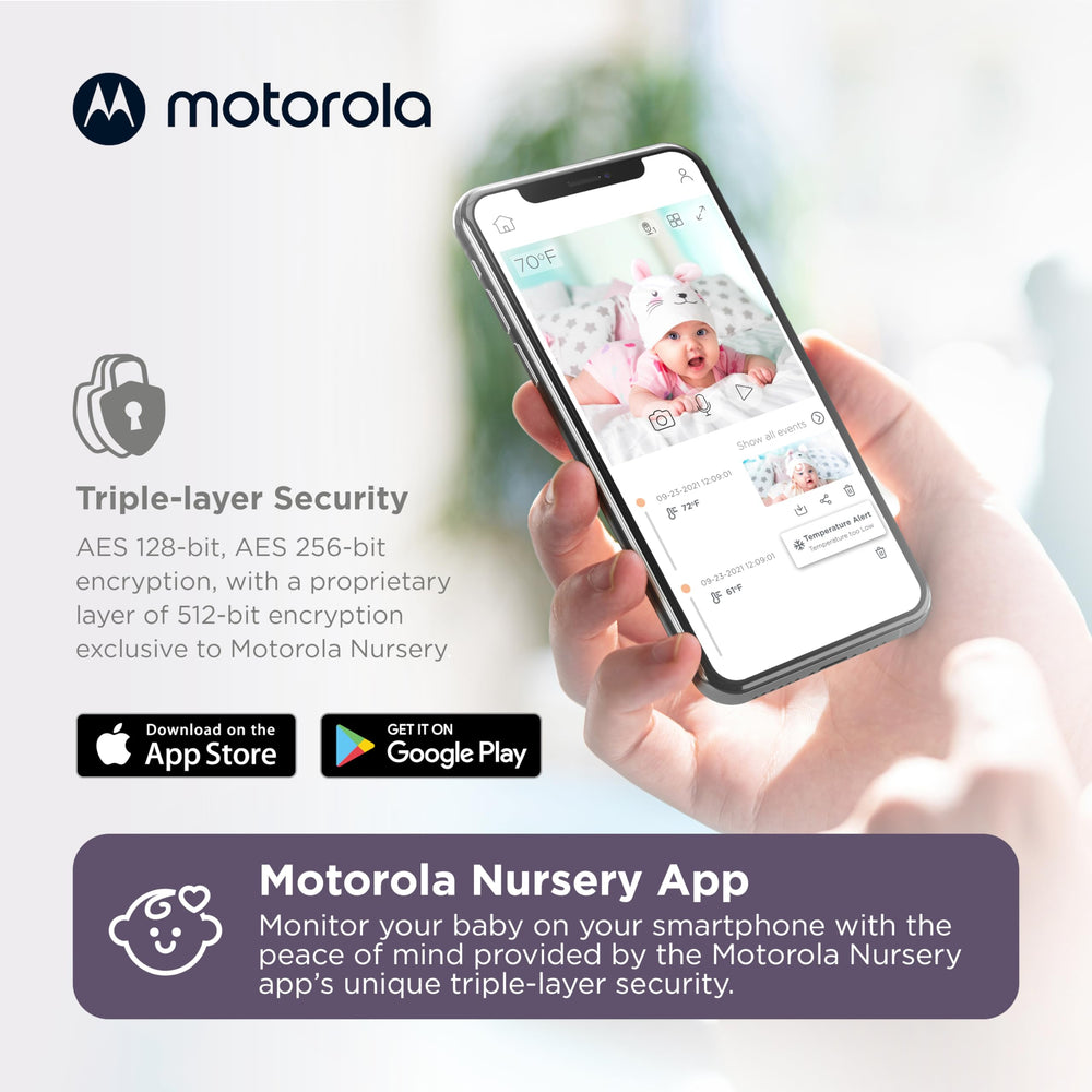 Motorola Nursery PIP1500 temperature-sensor helps track room comfort for safer sleep area.