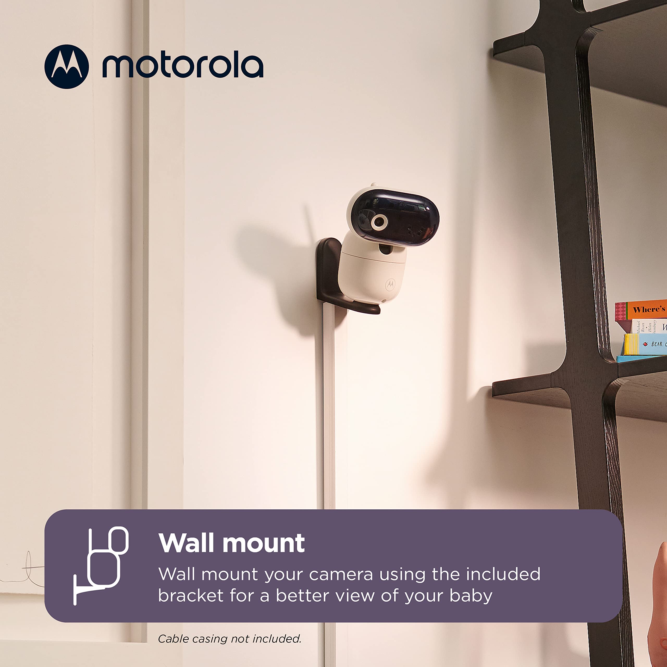 Motorola Nursery PTZ remote control enables flexible framing for nursery coverage.