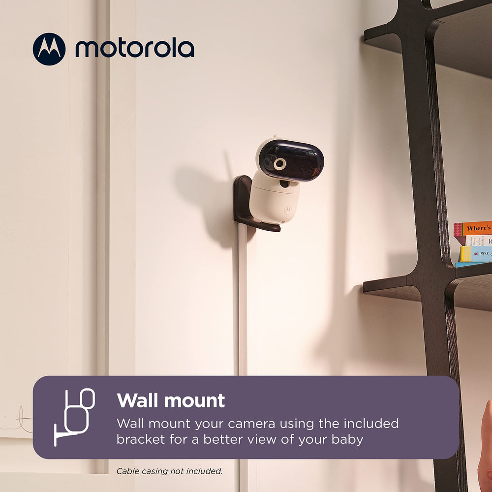 Motorola Nursery PTZ remote control enables flexible framing for nursery coverage.