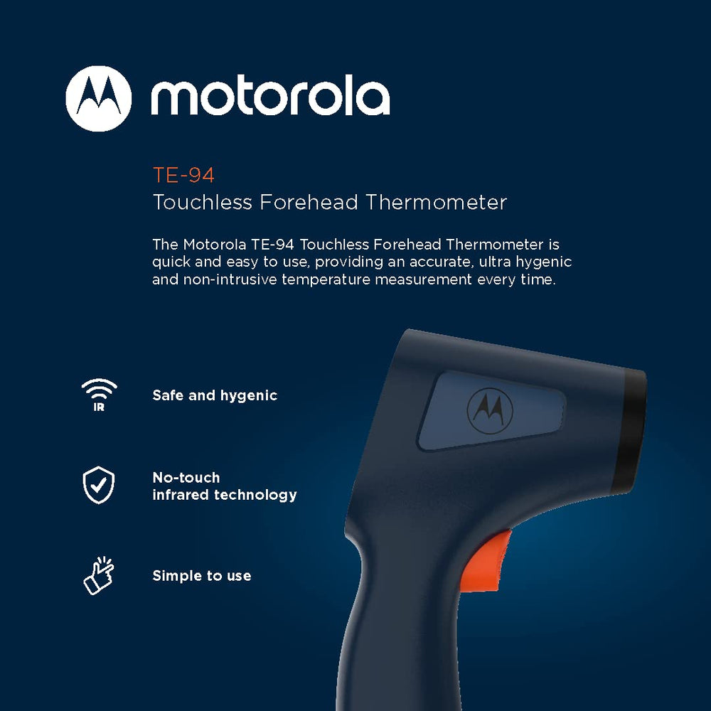 Motorola Nursery TE-94 backlit display helps reading temperatures in low light.