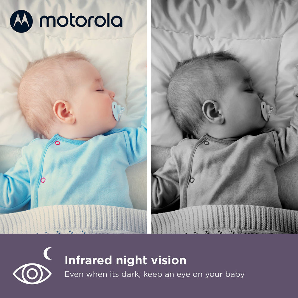 Motorola Nursery VM36XL night-vision provides clear visibility in low light.