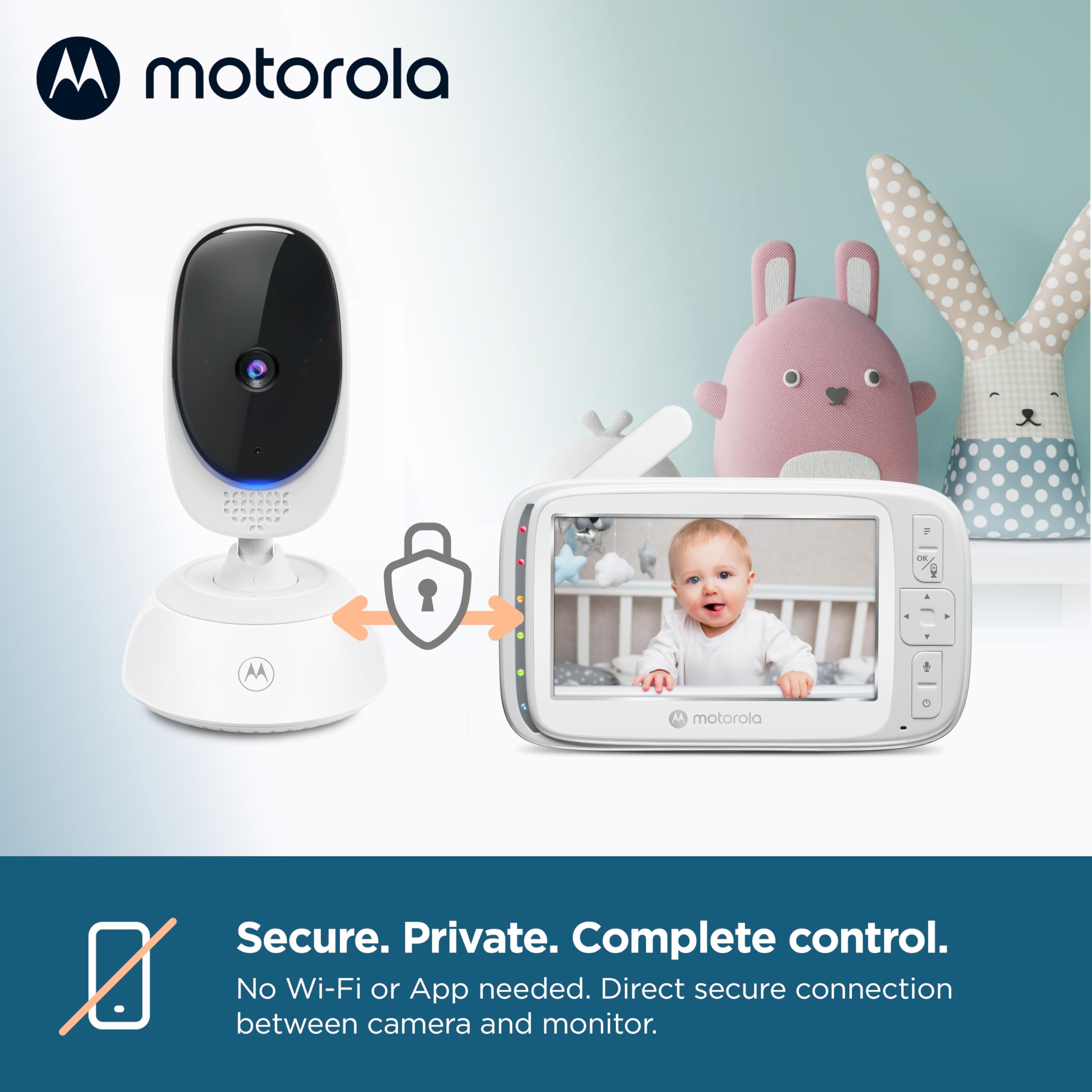 Motorola Nursery VM75 night vision helps you see through darkness without disturbance.