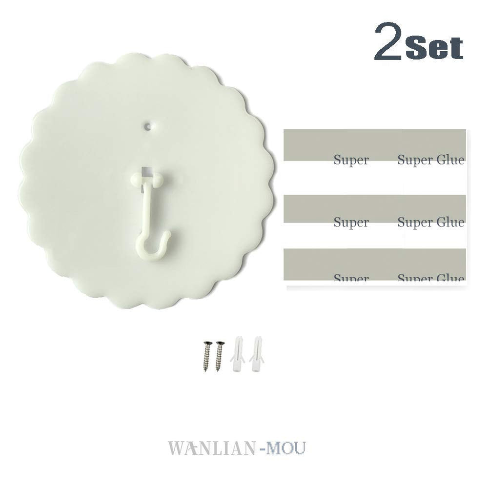 Mou super glue dome ceiling hook 2-set packaging, ready for quick setup.