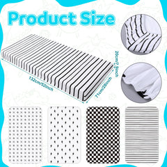Moukeren black-white crib sheets close edge elastic for secure fit and easy care.