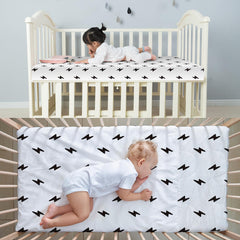 Moukeren 52x28 inch sheets fit standard cribs snugly with elastic all around.