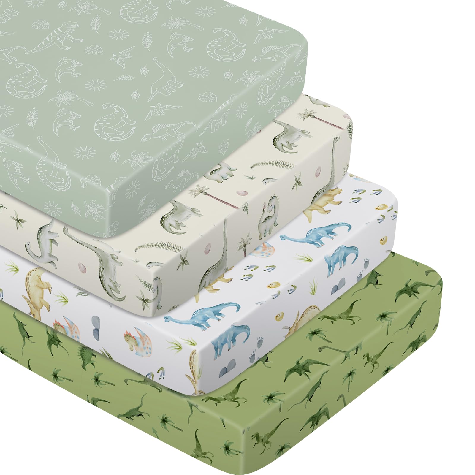 Moukeren ink wash dinosaur crib sheets pattern 1 offers high contrast visuals and cozy comfort for naps.