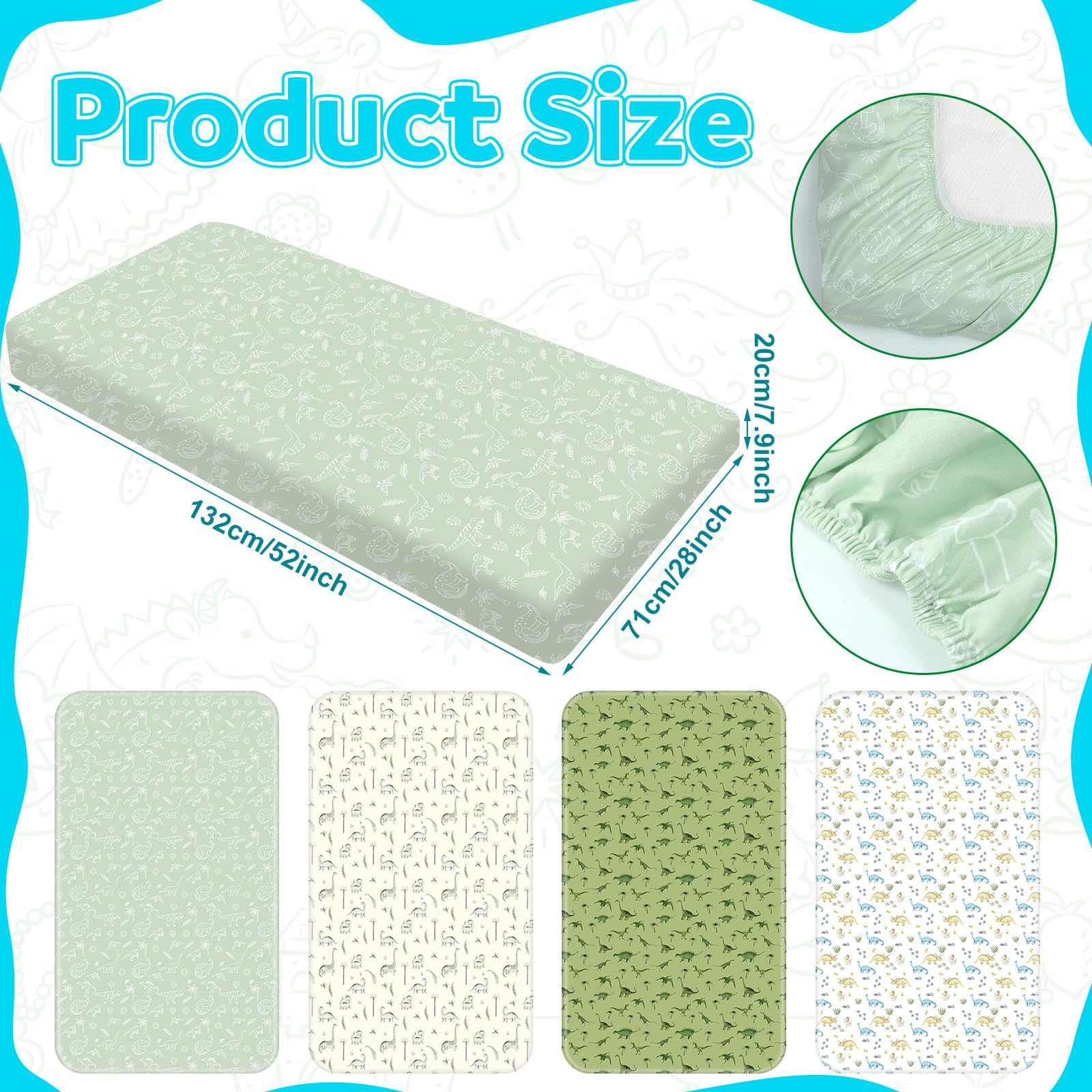 Moukeren ink wash dinosaur crib sheets pattern 2 pairs with modern nurseries and provides soft sleep.