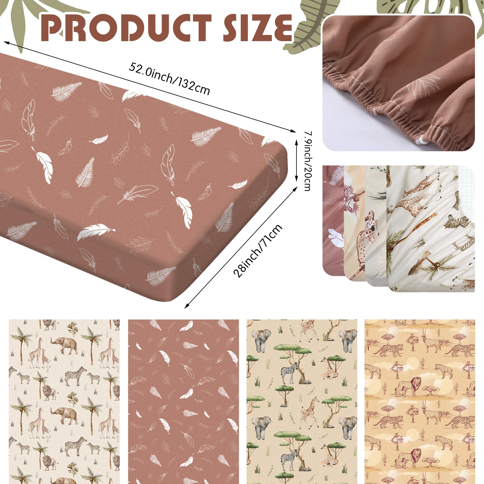 Moukeren tropical animals crib sheet pattern 2 offers breathable microfiber for naps.
