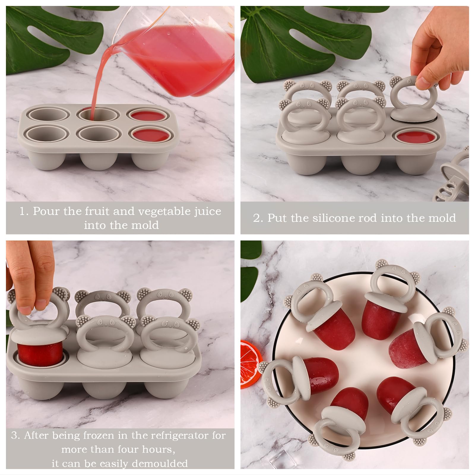 Moukiween grey teething-relief molds offer cool bites for babies.