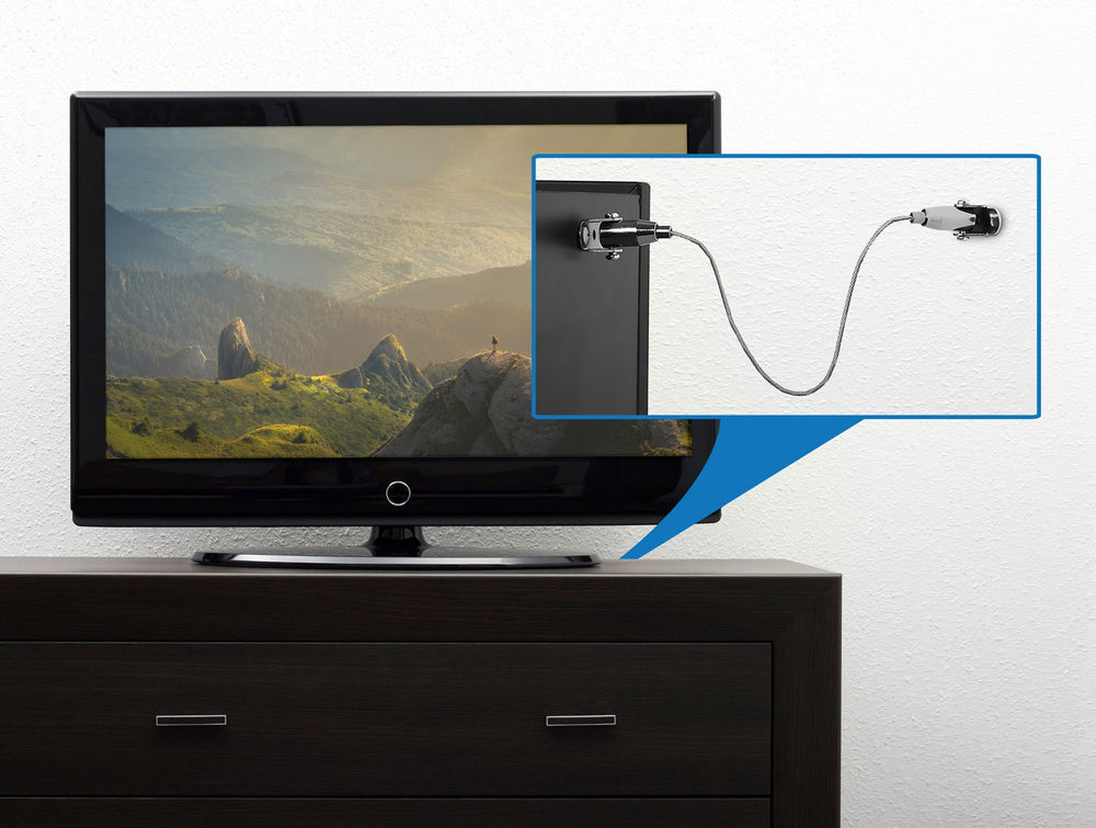 Mount-It! Anti-Tip Anchor mounted on a cabinet helps prevent tipping when climbing.